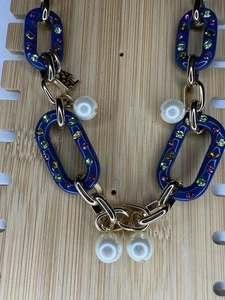 Karl Lagerfeld Tono Dorado Distintivo Collar Cadena Circonita cúbica Imitación Perla Elegante Elegante Nuevo con Etiquetas - Imagen 1 de 11