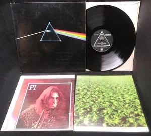 2nd press rock lp PINK FLOYD Dark Side of the Moon 1973 Harvest POSTERS stickers - Foto 1 di 8