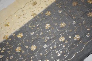 Ethno indische Hochzeit Dupatta Pailletten Emb Schal Perlen Georgette Schleier Stola L" - Bild 1 von 6