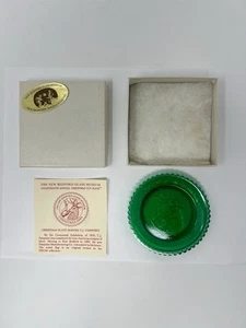 Hirsch Reh Pairpoint New Bedford MA Glas WEIHNACHTEN 1989 grün Tasse Teller - Bild 1 von 13