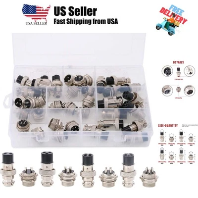 40-Pieces 2 3 4 5 Pin 16mm Thread Male Female Panel Metal Aviation Wire Wire ... - Image 1 of 4