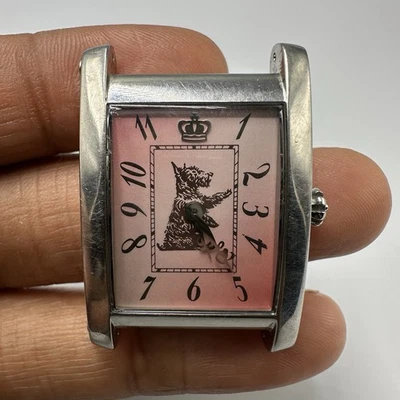 Camiseta sin mangas Juicy Couture para mujer sin banda tono plateado esfera rosa Scottie perro batería nueva Foto 1 de 4