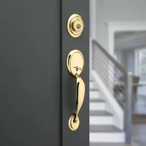 Kwikset Dakota Polished Brass Single Cylinder Door Handleset - Picture 1 of 1