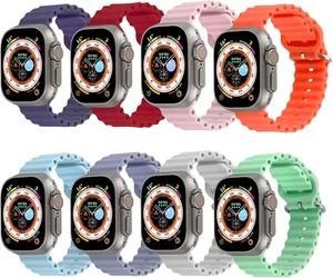 8-Pack Waterproof Ocean Bands for Apple Watch Ultra and Series 1-10, Silicone - Picture 1 of 13