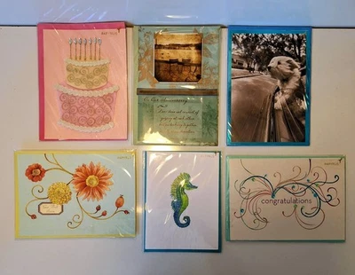 Tarjeta de 6 PAPIRO Cumpleaños Aniversario en Blanco Felicitaciones Get Well Celebraciones Foto 1 de 4