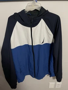 Nautica Men's Large White Full Zip Windbreaker Rain Jacket - Picture 1 of 2