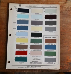 VTG 1960 Ditzler Auto Color Paint Chip Ford Falcon Thunderbird 1959 Spring 6009 - Picture 1 of 1