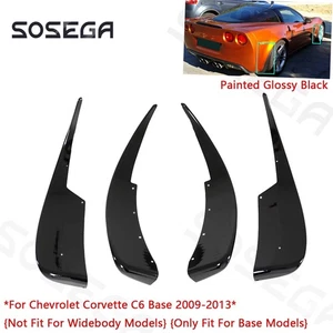 For Corvette C6 Base 2005-2013 XL Extended Front Rear Guard Mud Flap Gloss Black - Picture 1 of 12