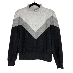 Evereve Womens Small Soft Knit Crewneck Sweater Casual Classic Black Gray Preppy - Picture 1 of 5