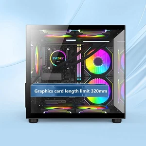 270-Grad-Glas-PC-Gehäuse transparenter Desktop-Computer turm für M-ATX/ITX - Afbeelding 1 van 14