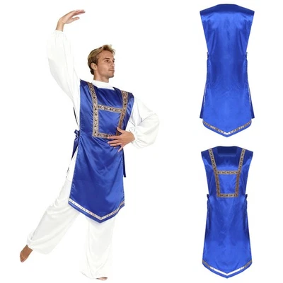 Mens Tank Top Side Tops Stage Tunic Shirt Robe Preachers Praise Satiny Worship - Image 1 of 4