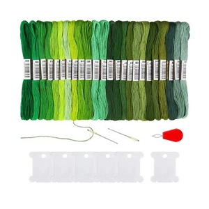 Pulseras de amistad Pllieay 24 madejas hilo dental, hilo bordado degradado verde... - Imagen 1 de 8