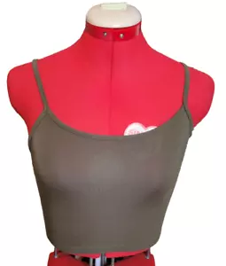 Shein Army/Olivgrün Kurz Stretch Spaghettiträger Tank Crop Top Shirt XS 2 - Bild 1 von 4