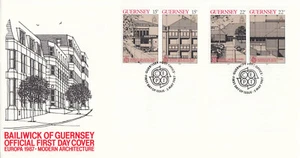 (98356) Arquitectura Moderna GB Guernsey FDC 1987 - Imagen 1 de 1