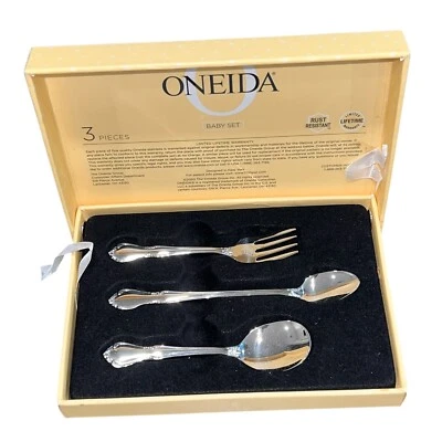 Oneida Baby Chateau Stainless Flatware Silverware 3 Piece Boxed Set  - Image 1 of 4