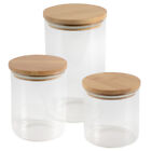 Glass Storage Jar with Bamboo Lid Pasta Rice Spice Tall Airtight Food Container
