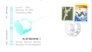 AEROS 1 GERMAN RESEARCH SATELLITE 15TH ANNIV DEC 16 1987 FIRST DAY COVER (FDC) - Picture 1 of 1