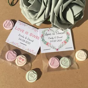 10x Personalised Love Heart Sweet Favours Thank You Gift Wedding Christening DIY - Picture 1 of 2