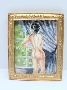 CASA DELLE BAMBOLE MINIATURE DIPINTO UN ACQUERELLO NUDO DI JENNIFER WEST INCORNICIATO - Foto 1 di 5