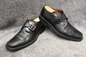 Johnston Murphy mens size 11.5 black square toe monk strap leather dress shoe - Picture 1 of 23