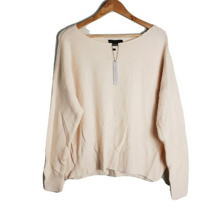 Sanctuary Chill Out Ballet Neck Sweater Ivory Beige Size L
