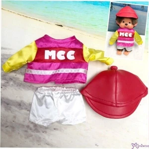 XA84 Monchhichi Talla S Moda Conjunto Carreras de Caballos Jockey Traje ROSA Rojo Casco. - Imagen 1 de 1