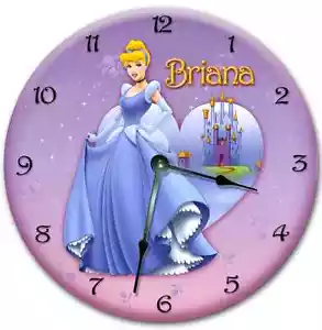 CINDERELLA SILENT WALL CLOCK Bedroom Home Decor Nursery Childrens Clocks 8016 - Picture 1 of 3