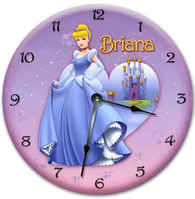 CINDERELLA SILENT WALL CLOCK Bedroom Home Decor Nursery Childrens Clocks 8016 - Image 1 of 3