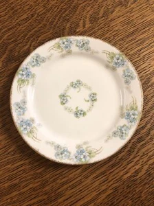 Elite Works Limoges France Blue Flowers Gold Edge Trim 6.5” Small Plate - Picture 1 of 4