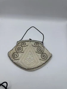 Made In Belgium Glitter Beaded Shell Evening Bag~ Magnetic Snap VTG Handmade - Picture 1 of 3
