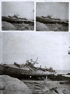 1 photo stereo c. 1920 BATEAU TORPILLEUR ECHOUE / stereoview  - Imagen 1 de 1