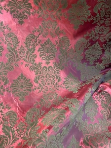 Brown taffeta flocking damask on violet fabric 60” wide - Picture 1 of 1