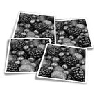 4x Square Stickers 10 cm - BW - Raspberry berry Blackberry Fruit  #36997