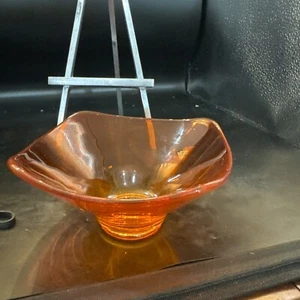 Persimmon Orange Viking Epic 6" Square Bon Bon Bowl Trinket Dish Vintage MCM - Picture 1 of 7