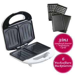 Sandwichmaker Sandwichtoaster Waffeleisen 3 in 1 elektro Tischgrill Muschelform - Bild 1 von 6