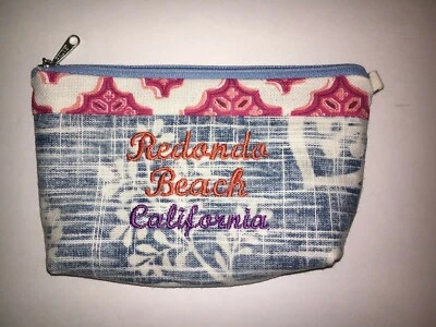 全新 刺绣 化妆 化妆包 拉链袋 "Redondo Beach California" — 第 1/2 张图片