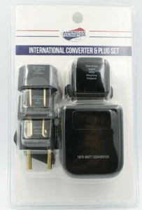 American Tourister International Travel Converter and Plug Set Black, New - Picture 1 of 2