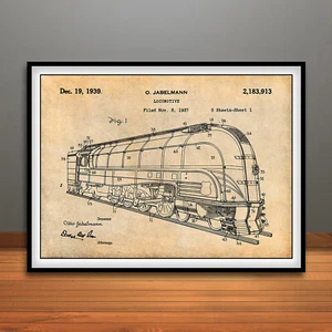 1937 Jabelmann Locomotive Patent Print Art Drawing Poster - Picture 1 of 5