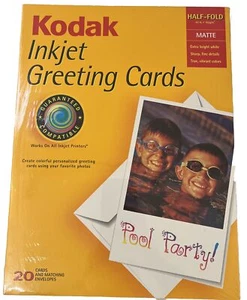 NEW Kodak Inkjet Greeting Card Matte Half-Fold White 20 Cards With Envelopes NEW - Picture 1 of 2