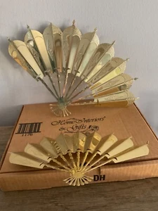 Vintage Home Interior Homco goldfarbene Metallventilatoren Wanddekoration 2-teiliges Set 1176 DH NOS - Bild 1 von 7