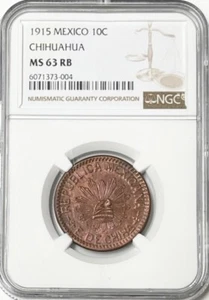 MEXICO - Chihuahua - Army of the North - 10 Centavos 1915 - Km-615 - NGC MS63RB - Picture 1 of 2