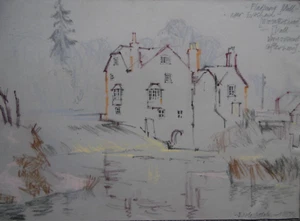 Flatford Mill, Nr Evesham Worcs.  Original Michael Cadman ARCA  Drawing 1987 - Picture 1 of 4