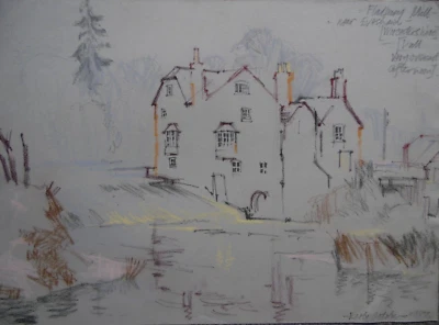 Fladbury Mill, Nr Evesham Worcs.  Original Michael Cadman ARCA  Drawing 1987 - Image 1 of 4