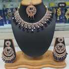 Indian Bollywood Bridal Set Gold Plated Jewelry Earrings Tika Ethnic AD Necklace