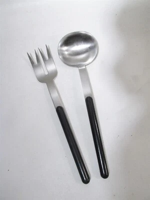 Post Modern Lauffer Towle Stainless Mondo Black Pair Salad Server Set - Image 1 of 4