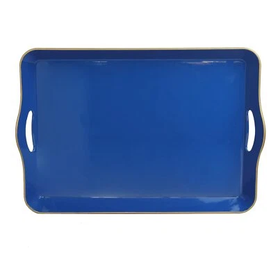 Bandeja grande azul para servir con asas 17,3"x11,8"x2" plástico decorativo Foto 1 de 4
