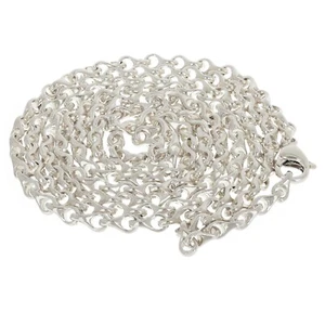 10k White Gold Solid Handmade Link Chain Necklace 24" 4mm 30 grams - Picture 1 of 4