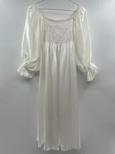 Sleeper Women’s Atlanta Silk Lounge Dress White Smocked Body sz M NWT -ns - Picture 1 of 3