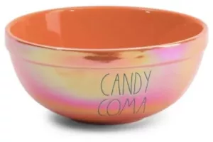 Rae Dunn Candy Coma Halloween Iridescent Orange 10” Ceramic Bowl - Picture 1 of 5