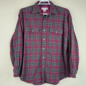 Vintage Banana Republic Wool Shirt Mens Large Red Plaid Shacket Heavyweight - Picture 1 of 8